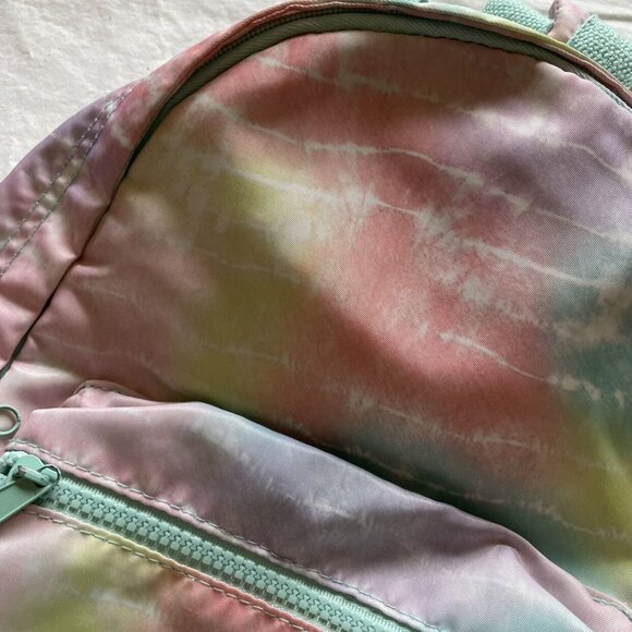 Pastel Tie-Dye Mini Backpack With Front Zipper Pocket & Adjustable Straps - Picture 4 of 10